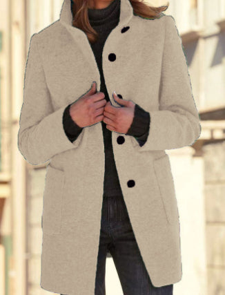 Women’s Stand-Collar Button Coat
