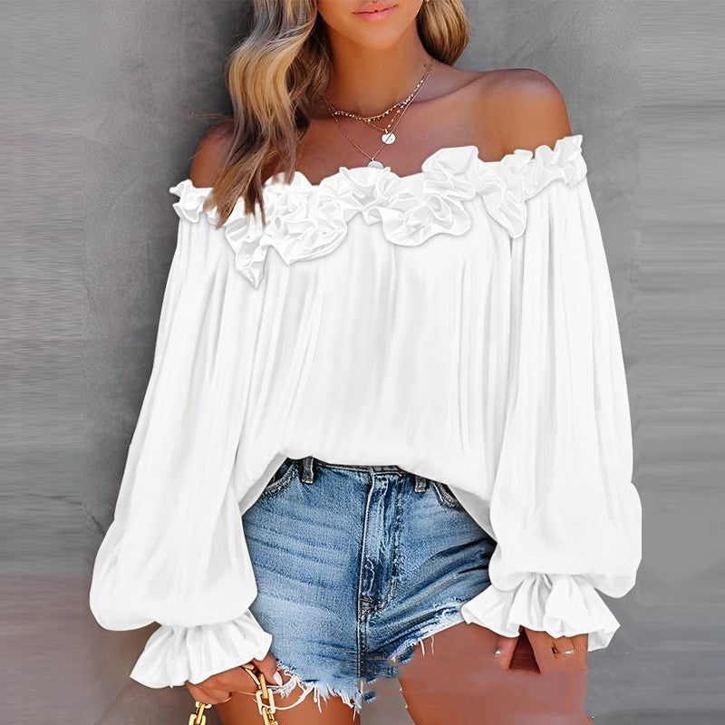 Women’s Off-Shoulder Ruffled Long-Sleeve Blouse