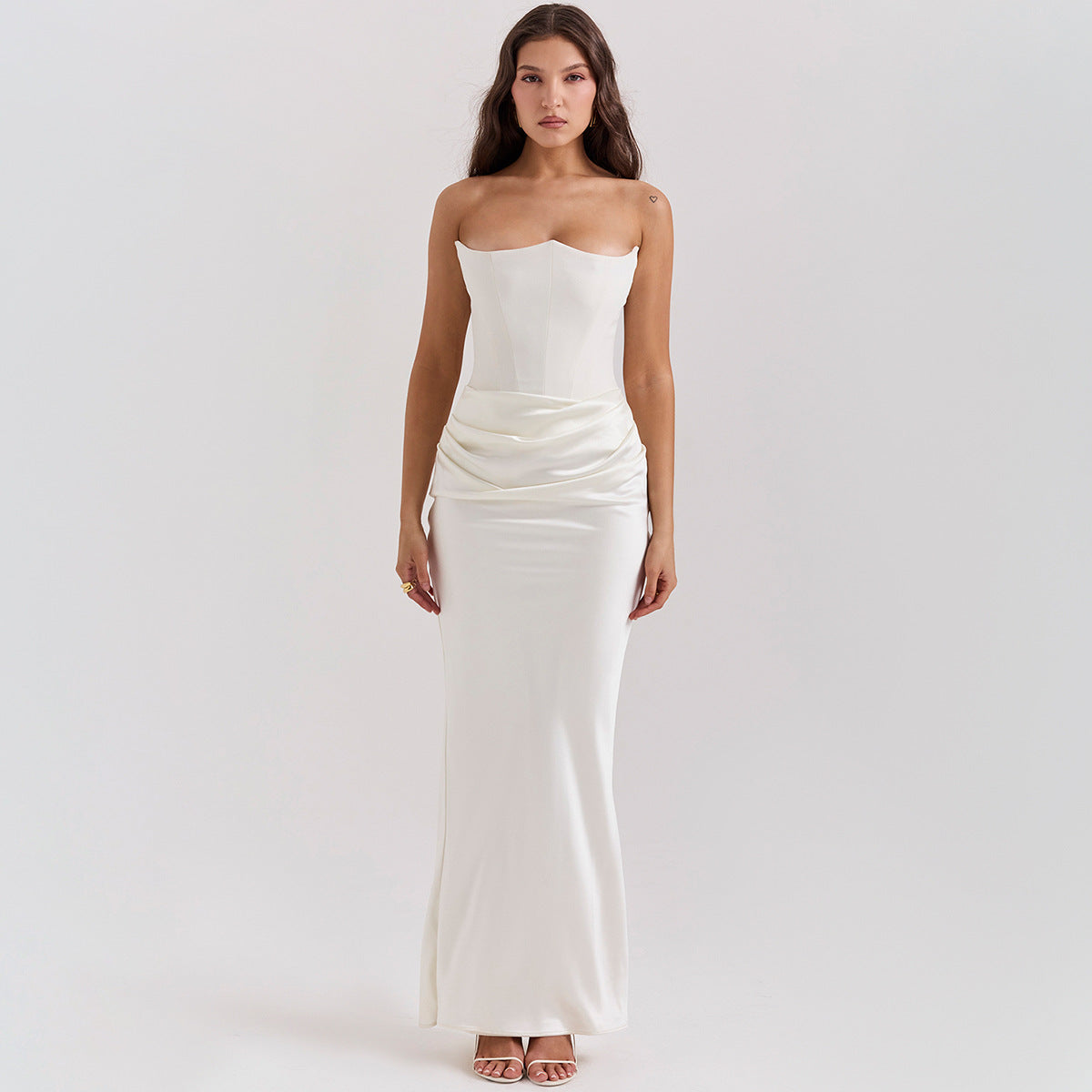 Women’s Strapless Ruched Maxi Dress