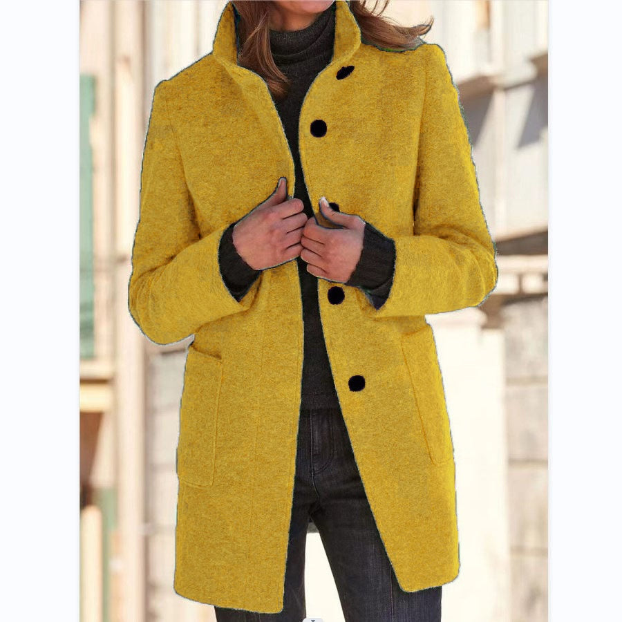 Women’s Stand-Collar Button Coat