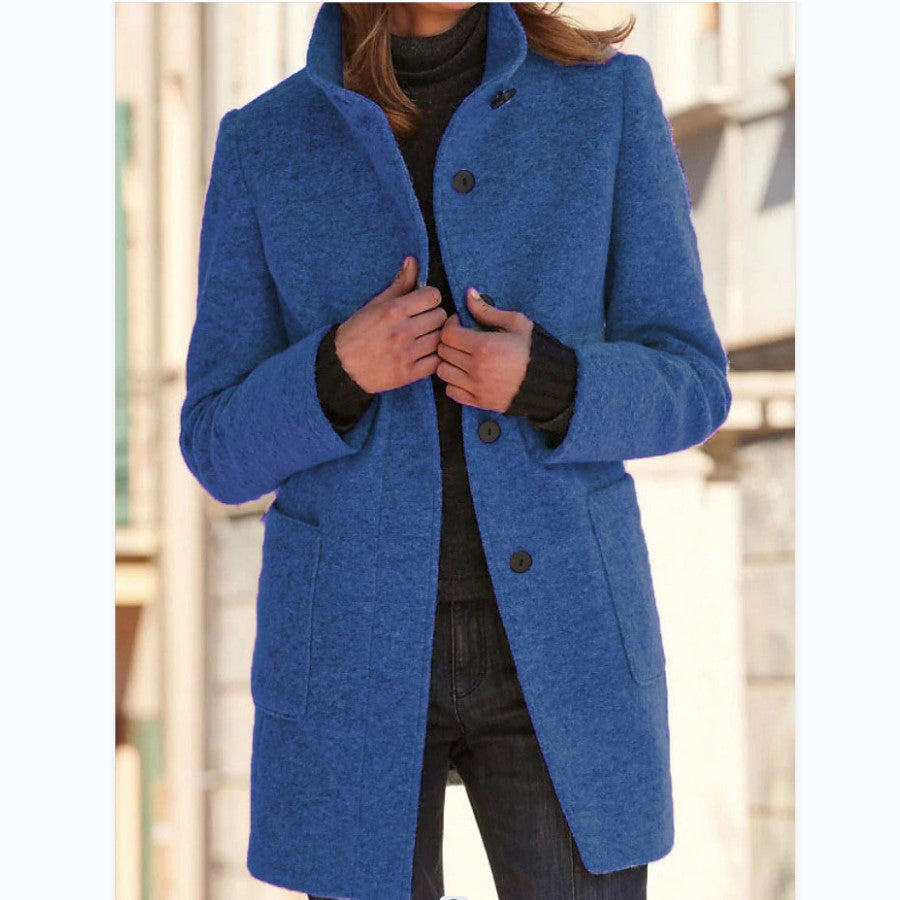 Women’s Stand-Collar Button Coat