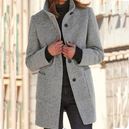 Women’s Stand-Collar Button Coat