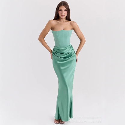 Women’s Strapless Ruched Maxi Dress