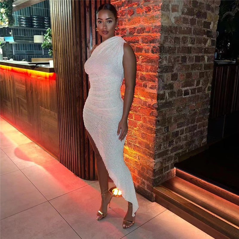 Women’s One-Shoulder Ruched Maxi Dress