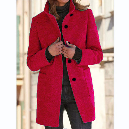 Women’s Stand-Collar Button Coat