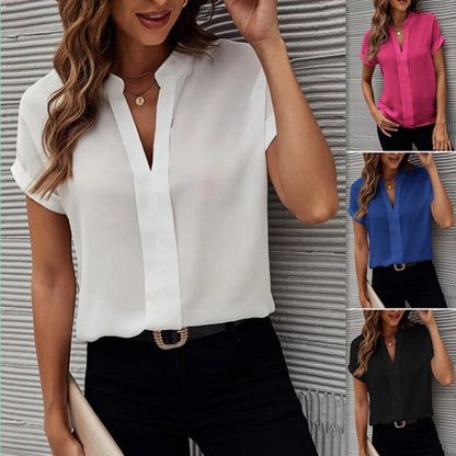 Women’s Short-Sleeve Slit-Neck Blouse