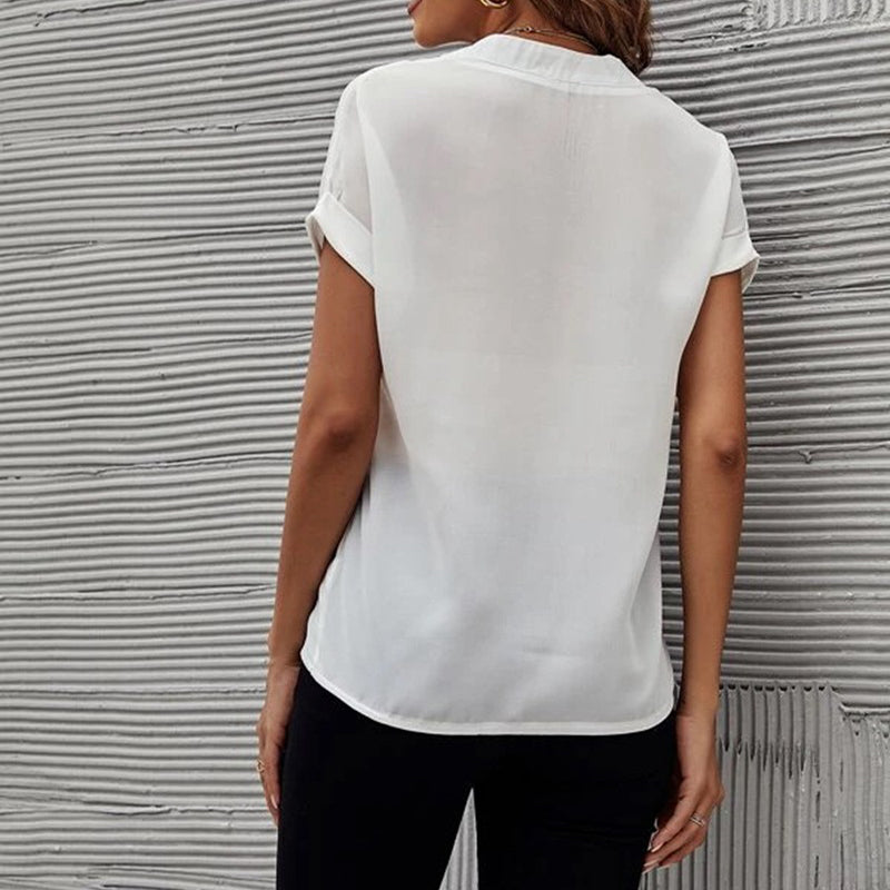 Women’s Short-Sleeve Slit-Neck Blouse
