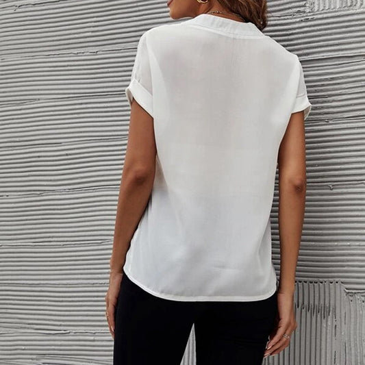Women’s Short-Sleeve Slit-Neck Blouse